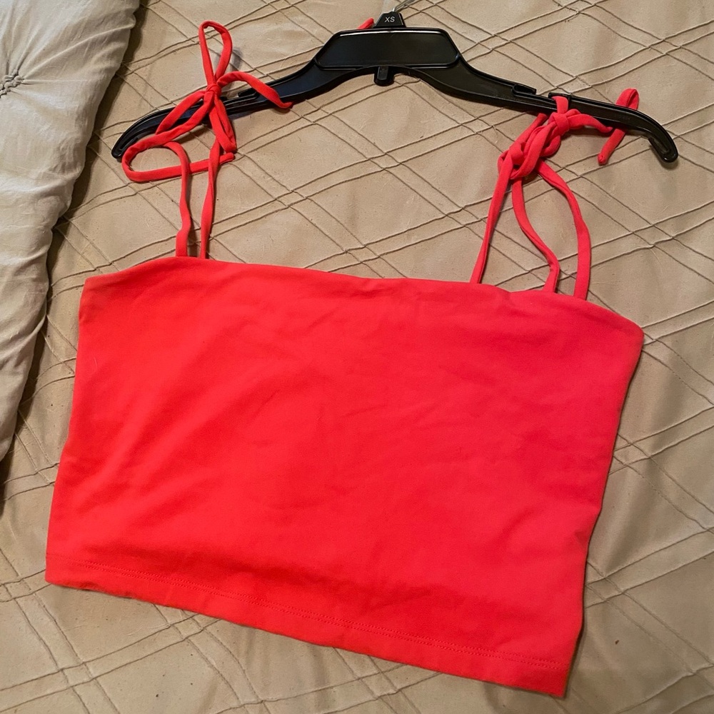 Susana Monaco Cropped Tank NWOT, Tie Sleeve, Size L